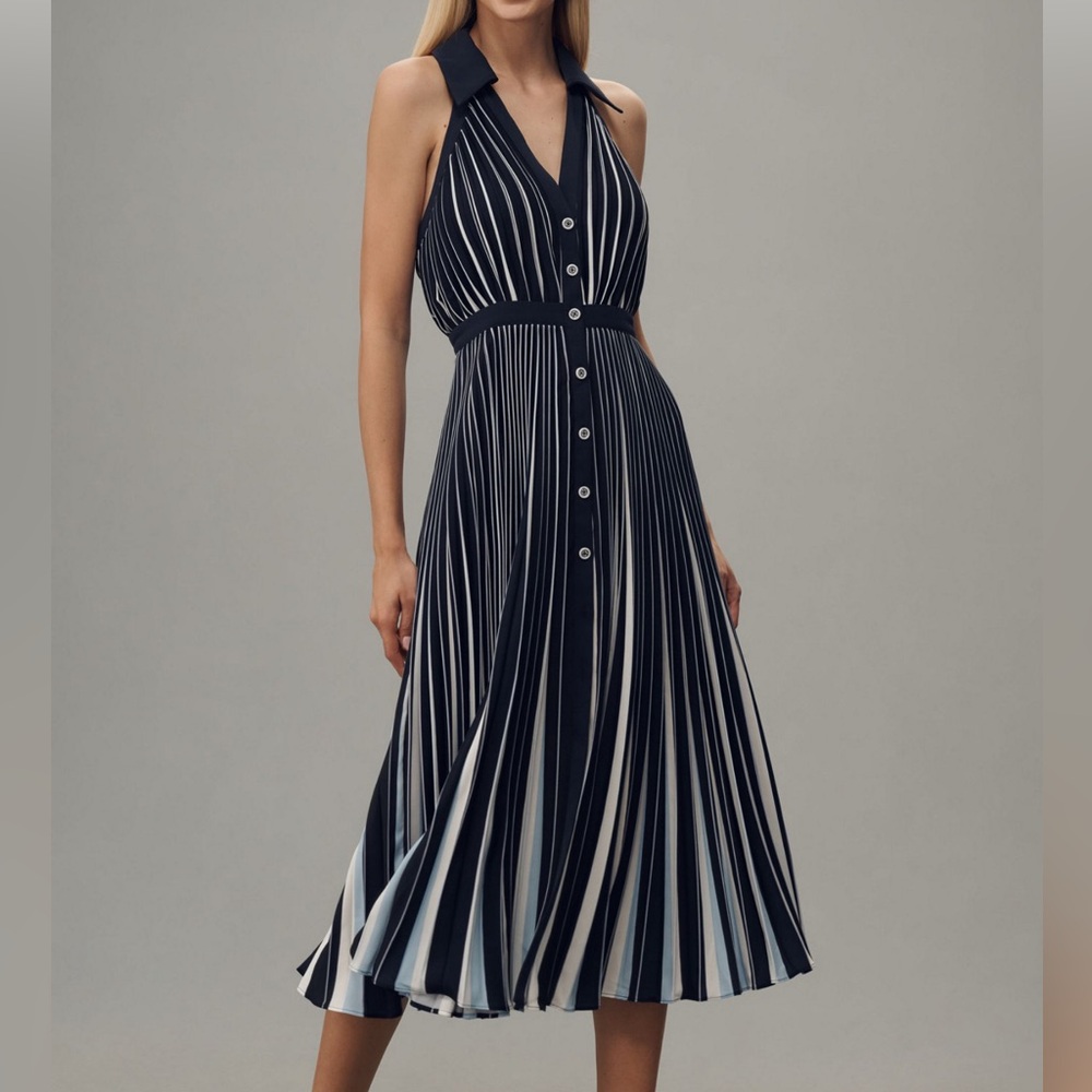 Anthro Halter Pleated Midi Dress NWOT